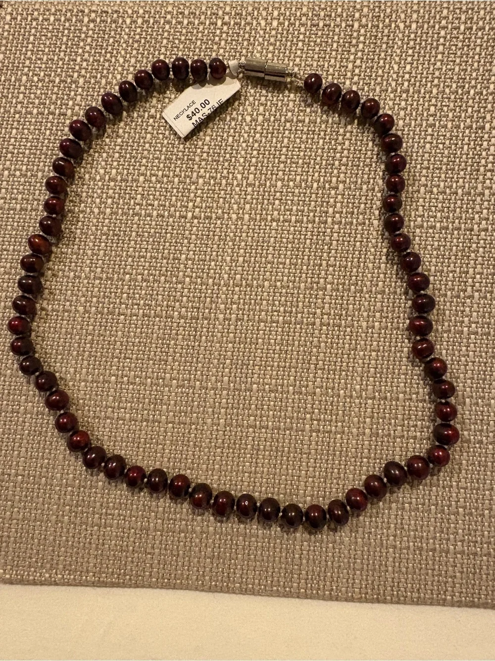 Classic Deep Red Handmade Beaded Necklace with Magnetic Clasp